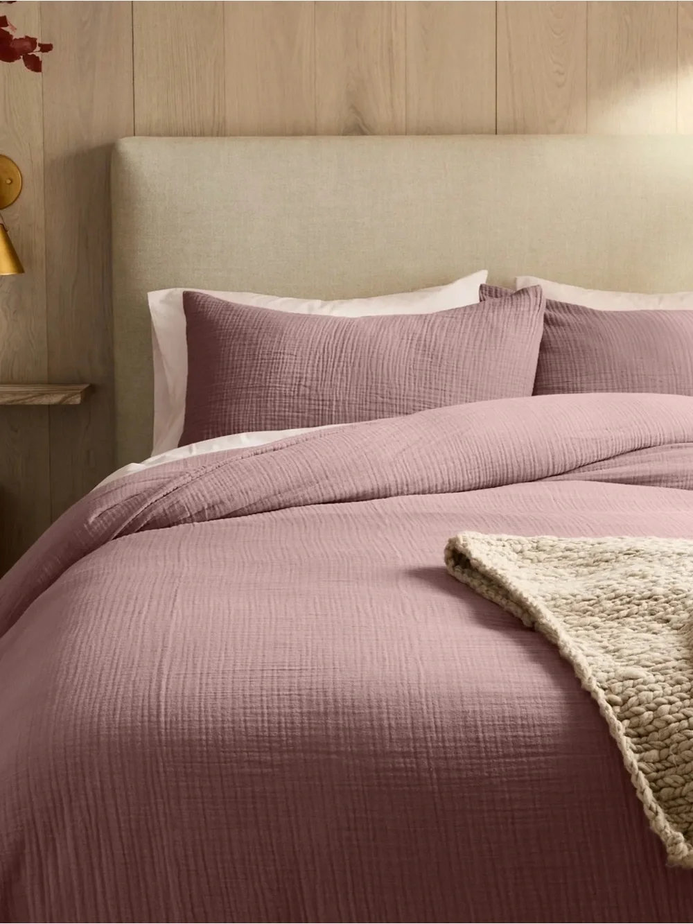 Organic Cotton Gauze Duvet Cover King / California King in Fig - NWOT
